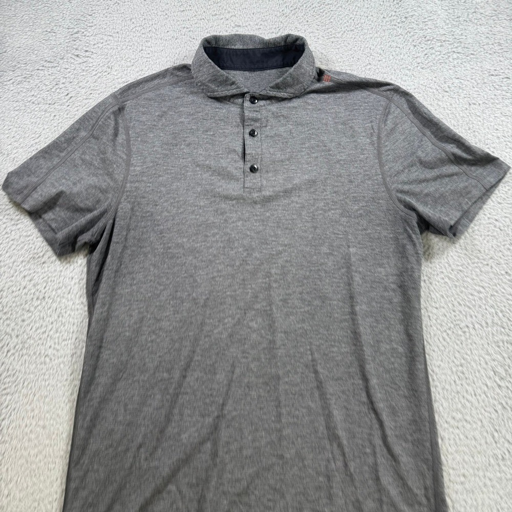 Lululemon Mens Polo Shirt Heathered Gray Short Sleeve Size L